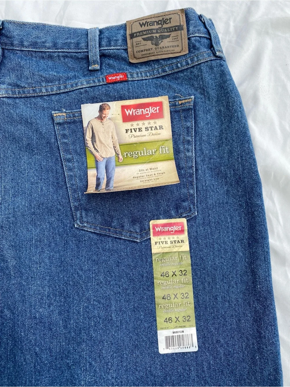 Classic Men's Wrangler Five Star Premium Denim Jean Pants Regular Fit
